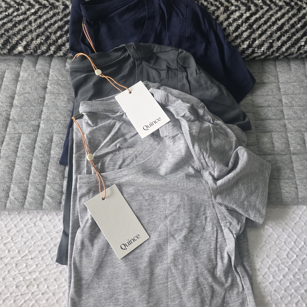 NWT Three Quince T-Shirt Set in Gray and Blue and Dark Grey
